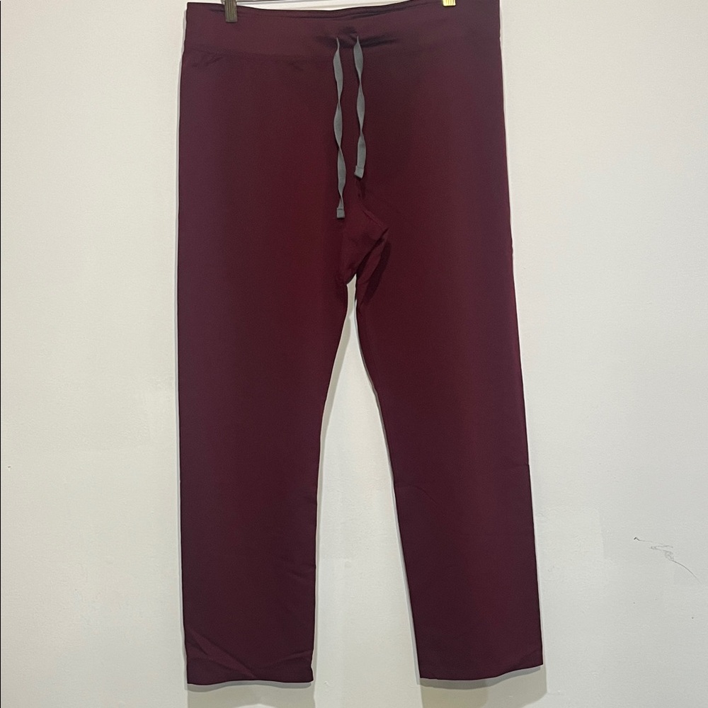 Figs Men's Maroon Joggers with Gray Drawstring